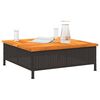 vidaXL Garden Table Black 70x70x25 cm Rattan and Acacia Wood
