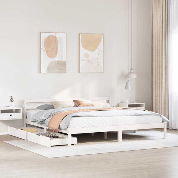 vidaXL Bed Frame without Mattress White 200x200 cm Solid Wood Pine