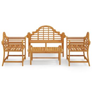 vidaXL 4 Piece Garden Lounge Set Solid Wood Teak