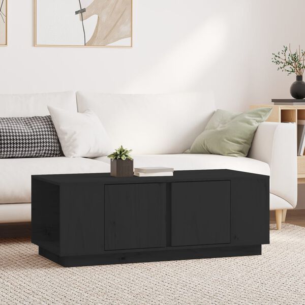 vidaXL Coffee Table Black 110x50x40 cm Solid Wood Pine