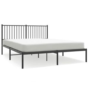 vidaXL Metal Bed Frame without Mattress with Headboard Black 160x200cm