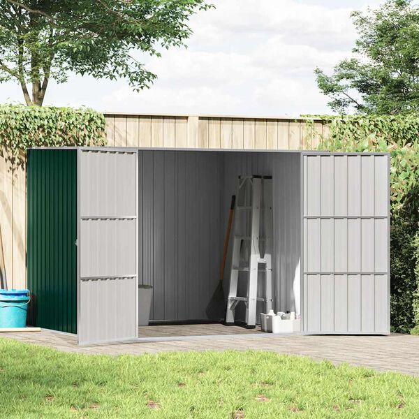 vidaXL Garden Shed Green 195x198x159 cm Galvanised Steel