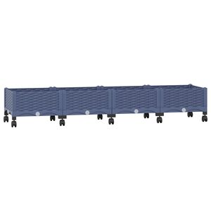 vidaXL Garden Planter with Wheels Blue Grey 160 x 40 x 33 cm PP