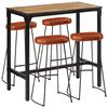 vidaXL 5 Piece Bar Set Solid Rough Wood Mango and Metal