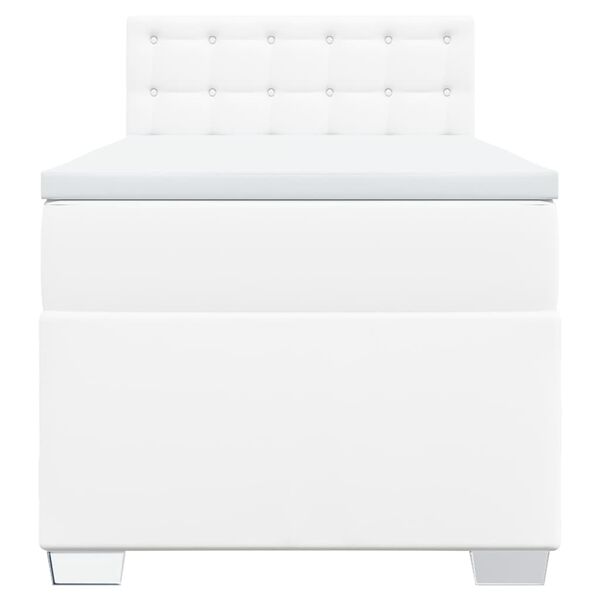vidaXL Box Spring Bed with Mattress White 80x200 cm Faux Leather