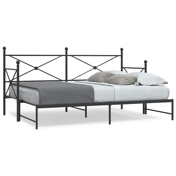 vidaXL Daybed with Trundle without Mattress Black 90x190 cm Steel