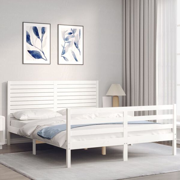 vidaXL Bed Frame without Mattress White 160x200 cm Solid Wood
