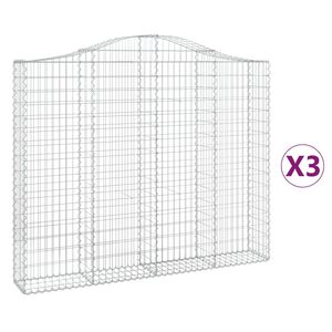 vidaXL Arched Gabion Baskets 3 pcs 200x30x160/180 cm Galvanised Iron