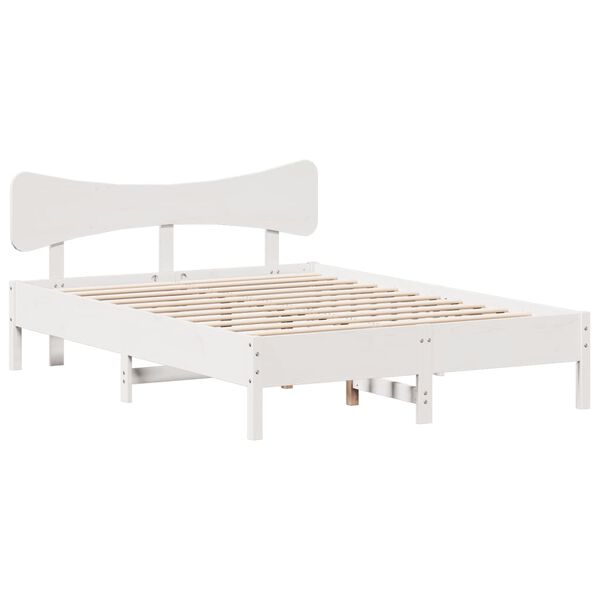 vidaXL Bed Frame without Mattress White 135x190 cm Double Solid Wood Pine