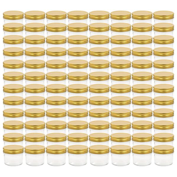 vidaXL Glass Jam Jars with Gold Lid 96 pcs 110 ml
