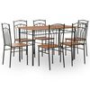 vidaXL Dining Table And Chair | Brown and black | MDF and steel | Medium