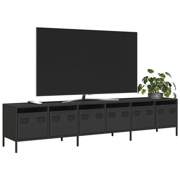 vidaXL TV Cabinet Black 202x39x43.5 cm Cold-rolled Steel