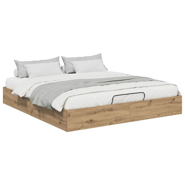 vidaXL Ottoman Bed Frame with Storage Artisian Oak 203 x 160 x 25 cm