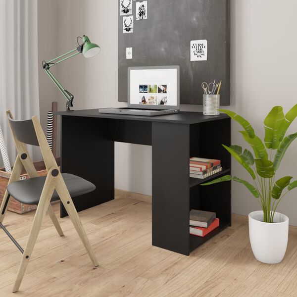 vidaXL Desk Black 110x60x73 cm Engineered Wood