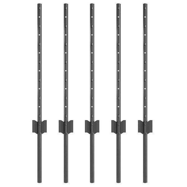 vidaXL Fence Post 5 pcs Grey 60 cm Steel