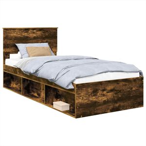 vidaXL Bed Frame with Headboard Smoked Oak 75 x 190 cm Engineered wood