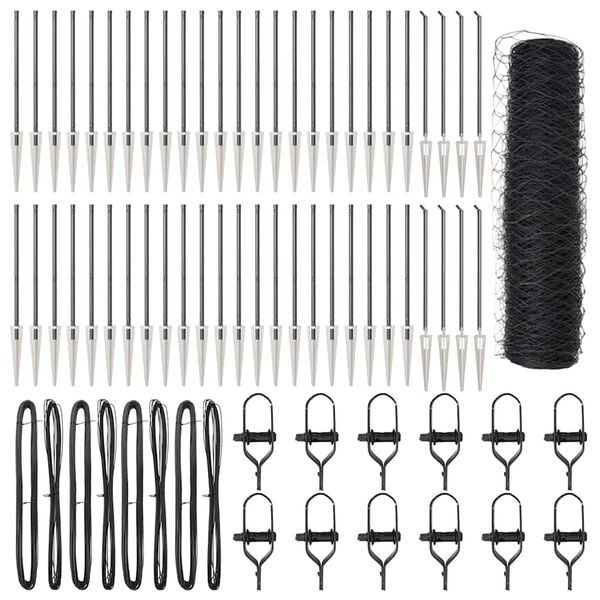 vidaXL Fence Post Grey 100 x 1 m (50 mm mesh) Steel and PVC