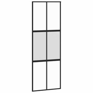 vidaXL Sliding Door Black 76x205 cm Tempered Glass and Aluminium