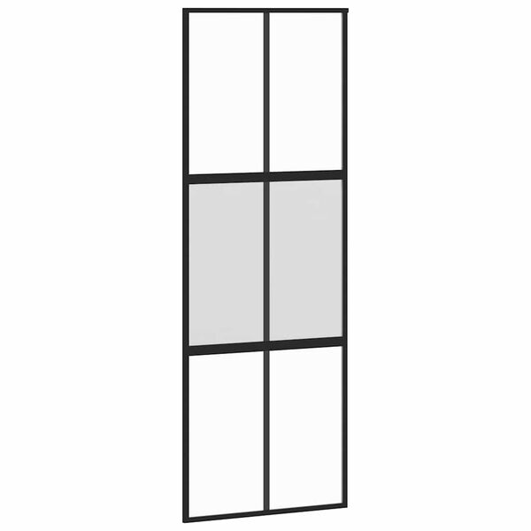 vidaXL Sliding Door Black 76x205 cm Tempered Glass and Aluminium