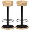 vidaXL Bar Chair | Light Brown, Black | Solid Mango Wood, Powder-Coated Iron