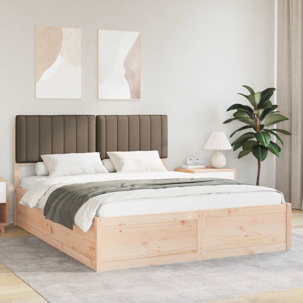 vidaXL Bed Frame with Upholstered Headboard Taupe 150 x 200 cm