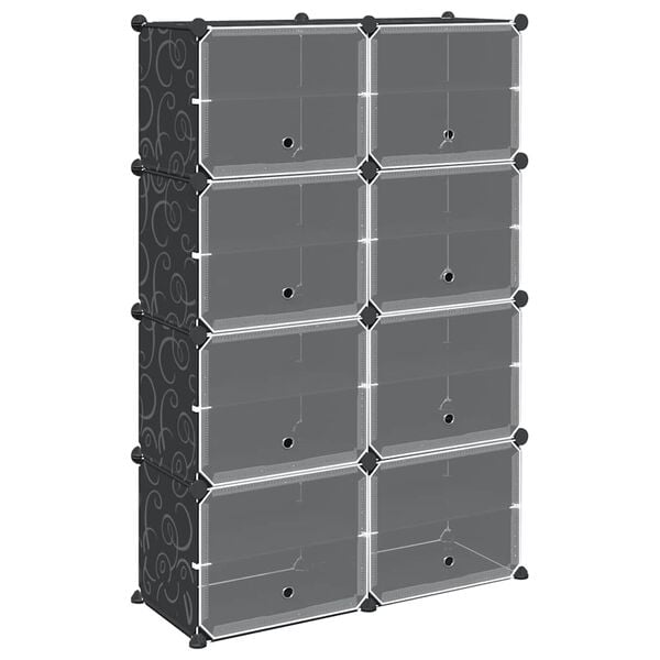 vidaXL Storage Cube Organiser with 8 Cubes and Doors Black PP
