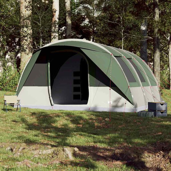 vidaXL Family Tent Tunnel 7-Person Green Waterproof