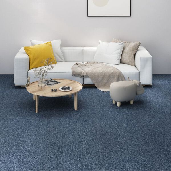 vidaXL Carpet Floor Tiles 16 pcs 4 m&sup2; 25x100 cm Blue