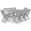 vidaXL 9 Piece Garden Dining Set Solid Acacia Wood Grey