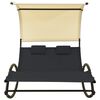 vidaXL Double Sun Lounger with Canopy Textilene Black and Cream