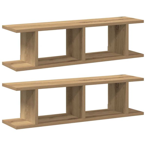vidaXL Wall Shelves 2 pcs Artisan Oak 75x18x20 cm Engineered Wood