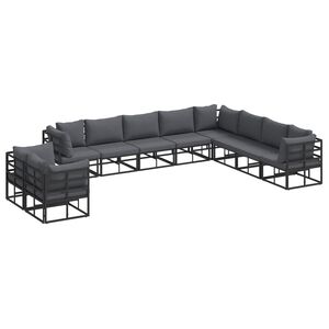 vidaXL Garden Sofa Set 10 pcs Black Aluminium