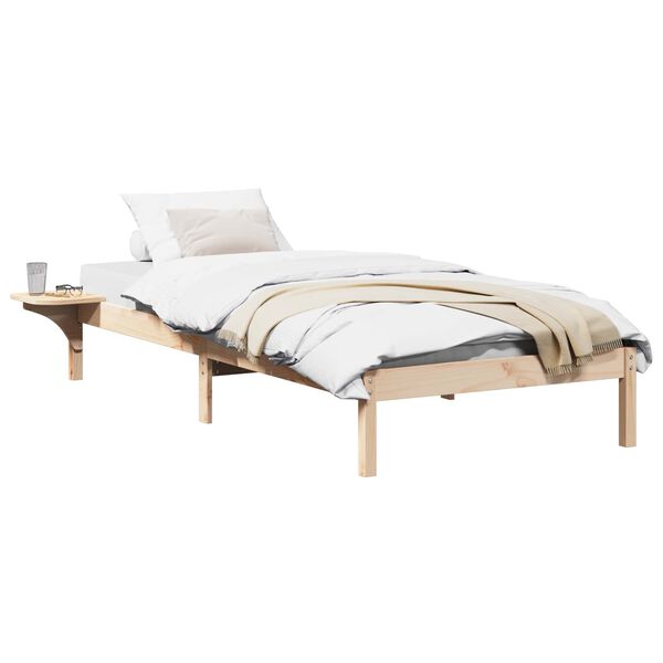 vidaXL Bed Frame Natural 90 x 200 cm Solid Pine Wood