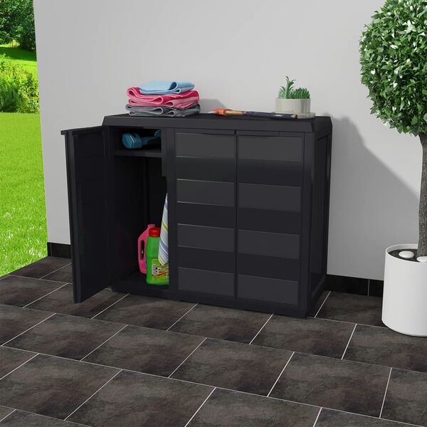 vidaXL Garden Storage Cabinet with 2 Shelves Black