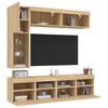 vidaXL 7 Piece TV Wall Cabinet Set with LED Lights Sonoma Oak