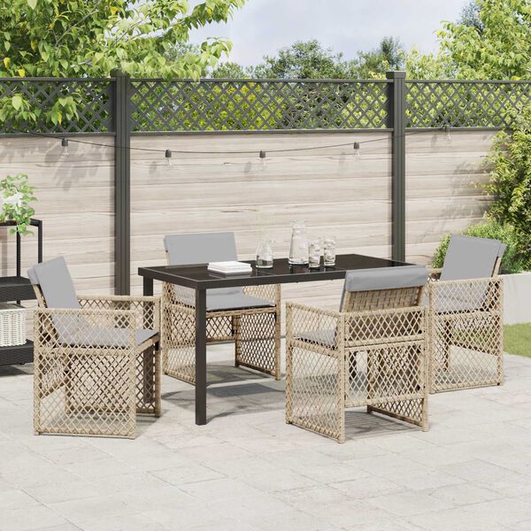 vidaXL Garden Dining Set 5 pcs Beige Poly Rattan