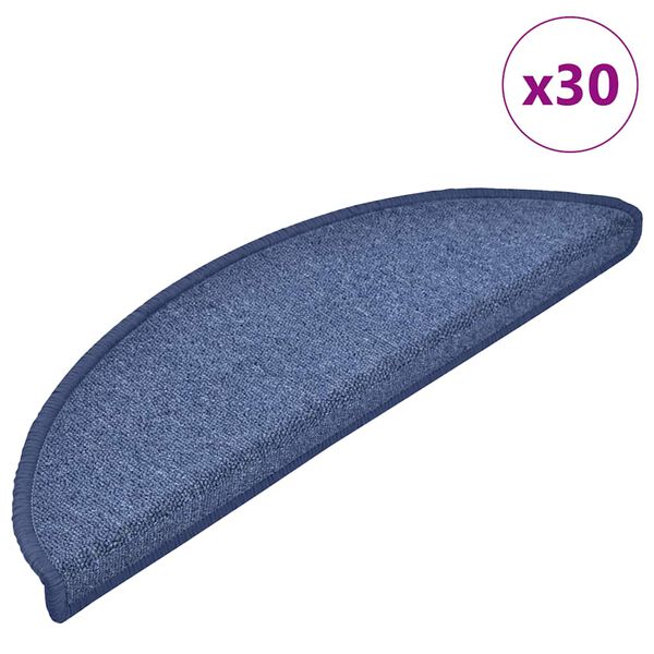 vidaXL Stair Mats 30 pcs 56x17x3 cm Blue Half Round