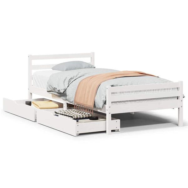 vidaXL Bed Frame without Mattress White 90x200 cm Solid Wood Pine