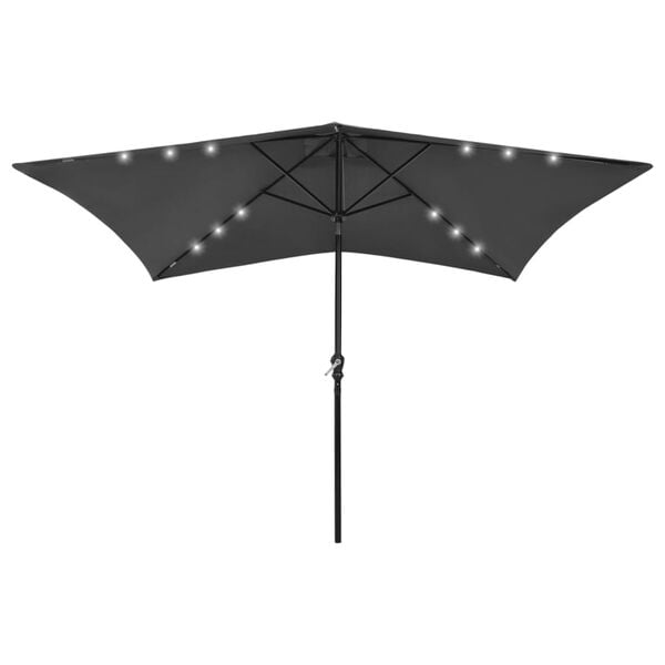 vidaXL Garden Parasol with LEDs and Steel Pole Anthracite 2x3 m