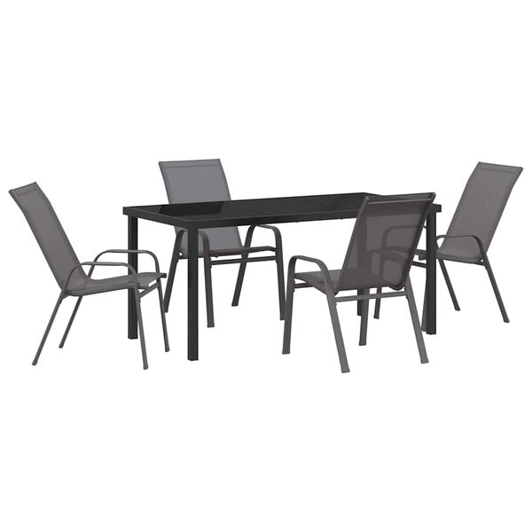 vidaXL Garden Dining Set 5 pcs Grey Textilene and steel