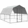 vidaXL Chicken Cage with Roof and Door Silver Galvanised Steel