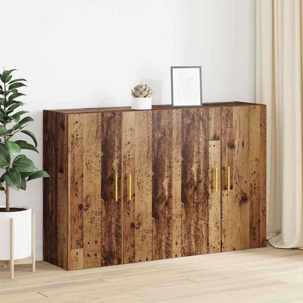 vidaXL Wall-Mounted Cabinet 2 pcs Old Wood 69.5 x 34 x 90 cm