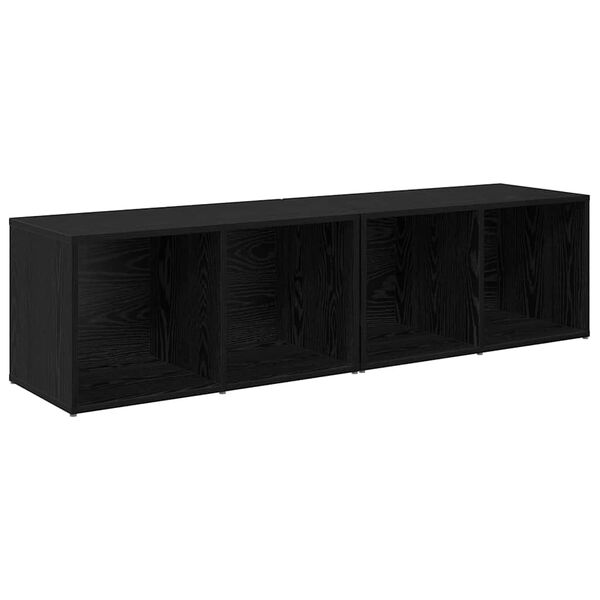 vidaXL TV Cabinet Set 2 pcs Black Oak 37 x 35 x 72 cm Engineered Wood