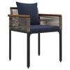 vidaXL Outdoor Furniture Set 3 pcs Grey and Navy Blue PE Rattan