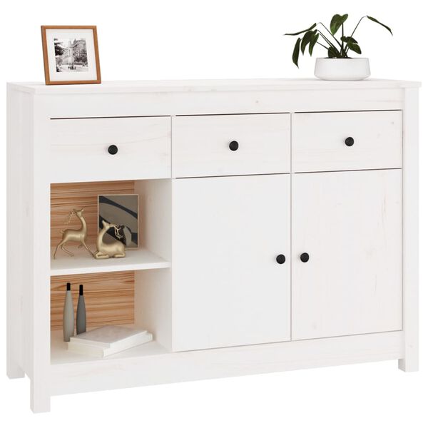 vidaXL Sideboard White 100x35x74 cm Solid Wood Pine
