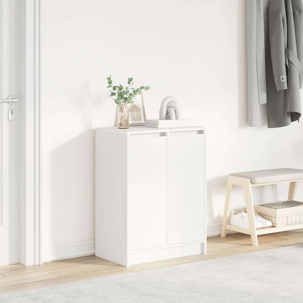 vidaXL Shoe Cabinet White 57x34x76 cm Engineered Wood