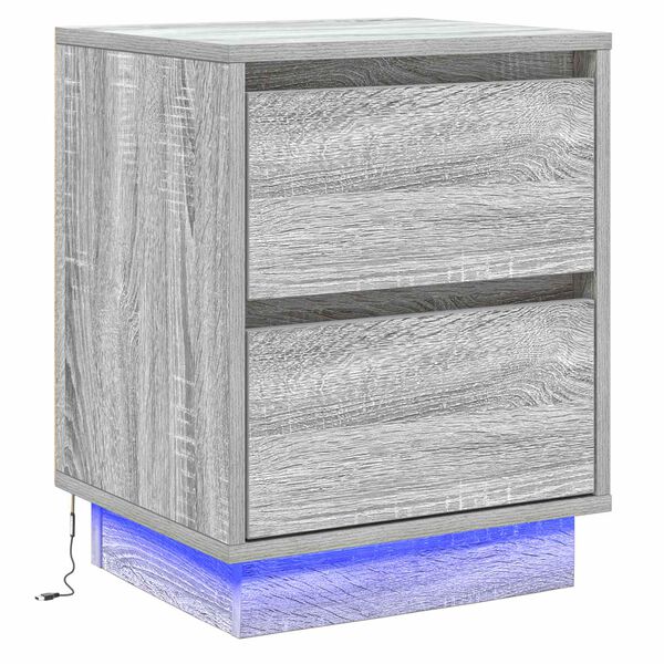 vidaXL Bedside Cabinet Grey 39 x 34.5 x 50 cm Engineered wood