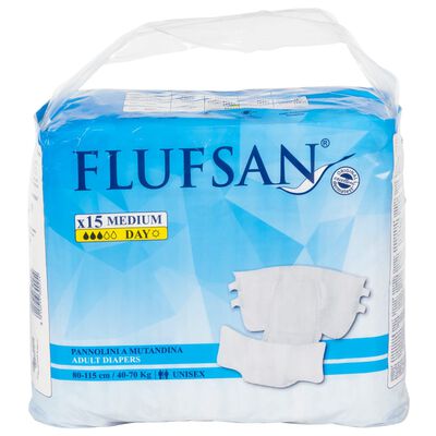 Flufsan Adult Diapers Disposable 15 pcs Size M