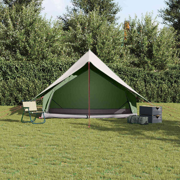 vidaXL Family Tent with Roof Green and White 256 x 256 x 185 cm
