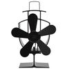 vidaXL Heat Powered Stove Fan 5 Blades Black